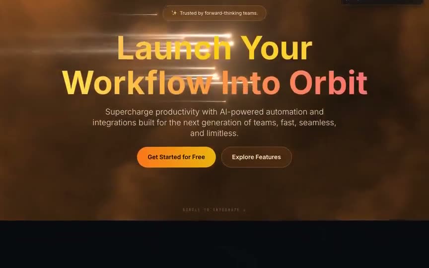 Frame from “Animated Shader Hero: "Emberfield" showcase for a reusable WebGL2 animated shader hero (drif” by @pulkitxm