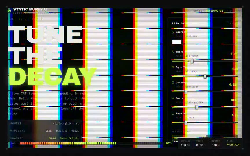 Frame from “Digital Glitch Shader: shadcn-style integration of the prompt's `digital-glitch` Three.js/GLS” by @pulkitxm