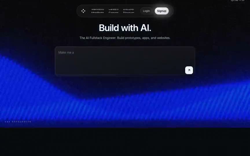 Frame from “Ai Input Wave Hero: "Wavelength" integration of the prompt's `HeroWave` AI-input hero (a T” by @pulkitxm