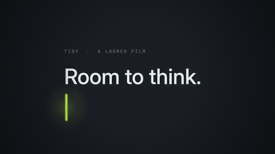 Frame from “Dark Tech Keynote — Room to Think” by @lemomo-ai