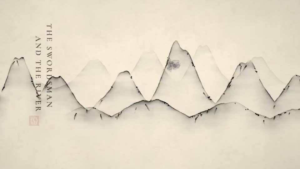 Frame from “Chinese Ink Wash — The Swordsman and the River” by @lemomo-ai