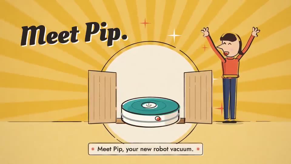 Frame from “Mid-century Cartoon — Meet Pip” by @lemomo-ai