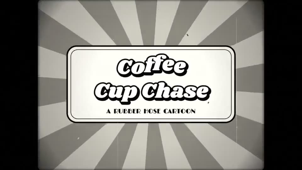 Frame from “1930s Rubber Hose Cartoon — Coffee Cup Chase” by @lemomo-ai