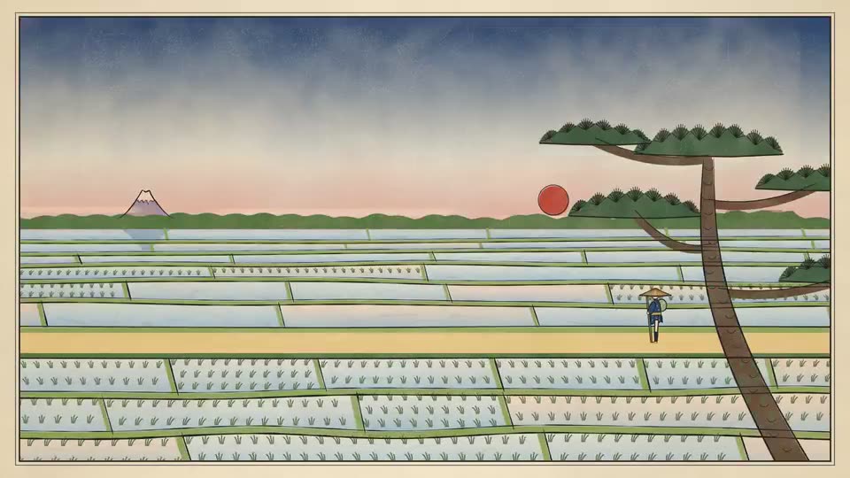 Frame from “Ukiyo-e — A Journey Toward the Mountain” by @lemomo-ai